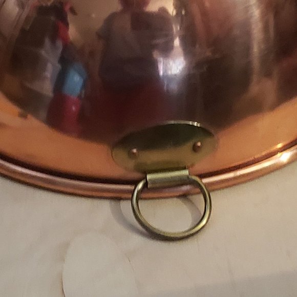 Vintage Copper Mixing Bowl Round Bottom 10 Inches Made In Korea Rolled Edge - Picture 3 of 11